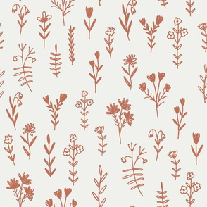 wildflower fabric - prairie girl fabric, muted nursery fabric - sfx1436 apricot