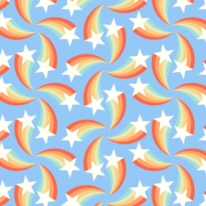 retro rainbow shooting stars blue L  by Pippa Shaw