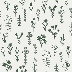 wildflower fabric - prairie girl fabric, muted nursery fabric - sfx0315 hunter