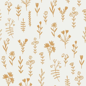 wildflower fabric - prairie girl fabric, muted nursery fabric - sfx1144 oak leaf