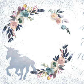 Milestone blanket - Unicorn Floral - Silver