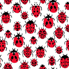 Ladybird fabric - ladybug fabric, nature fabric, spring fabric, bugs and insects fabric - all red