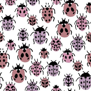 Ladybird fabric - ladybug fabric, nature fabric, spring fabric, bugs and insects fabric - mauve