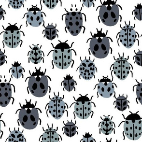 Ladybird fabric - ladybug fabric, nature fabric, spring fabric, bugs and insects fabric -  dark