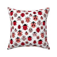 Ladybird fabric - ladybug fabric, nature fabric, spring fabric, bugs and insects fabric - red, pink