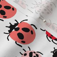 Ladybird fabric - ladybug fabric, nature fabric, spring fabric, bugs and insects fabric - red, pink