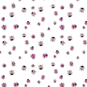 ladybird mini fabric - ditsy ladybird fabric, ladybugs - pastel pinks