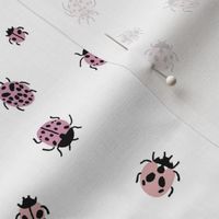 ladybird mini fabric - ditsy ladybird fabric, ladybugs - mauve