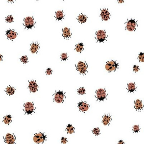 ladybird mini fabric - ditsy ladybird fabric, ladybugs - muted