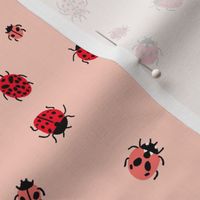 ladybird mini fabric - ditsy ladybird fabric, ladybugs - blush