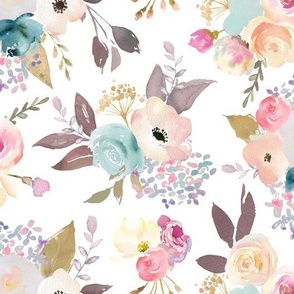 Dusty Pink and Blue Watercolor Floral