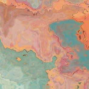 Sherbet Geography 54" x  33.75" LANDSCAPE 