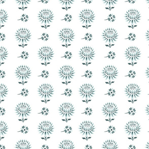 floral linen mint and pine (W)25