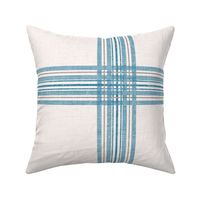 Distressed Windowpane Plaid - Linen and Grunge Texture in Blue, Gray and Cream