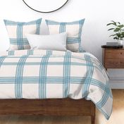 Distressed Windowpane Plaid - Linen and Grunge Texture in Blue, Gray and Cream