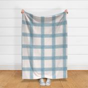 Distressed Windowpane Plaid - Linen and Grunge Texture in Blue, Gray and Cream