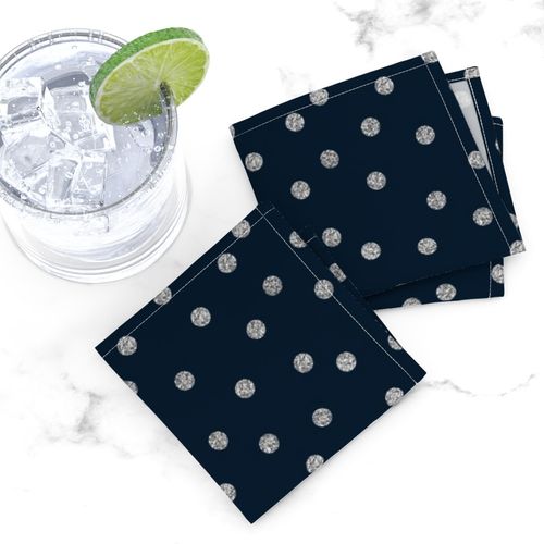 Silver Glitter Dots on Navy