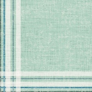 Distressed Windowpane Plaid - Linen and Grunge Texture in Green, Blue and Cream