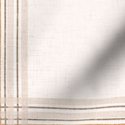 Distressed Windowpane Plaid - Linen and Grunge Texture in Cream, Almond and Brass