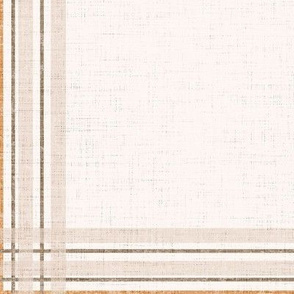 Distressed Windowpane Plaid - Linen and Grunge Texture in Cream, Almond and Brass