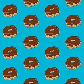 chocolate glazed donut fabric - donut fabric, food fabric, chocolate fabric -  teal