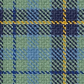 Thin Cross Plaid in Navy Blue Sage Green and Turquoise