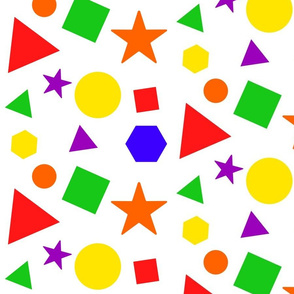 Geometric multi colour shapes: Non directional  pattern for children and toddlers