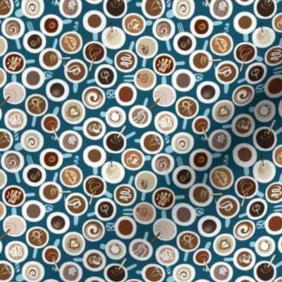 Micro Ditsy Coffee Cups | Teal Blue