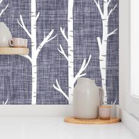 pewter linen birch trees