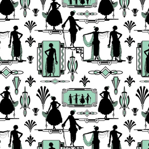 DOWNTON  TOILE (MINT AND WHITE)