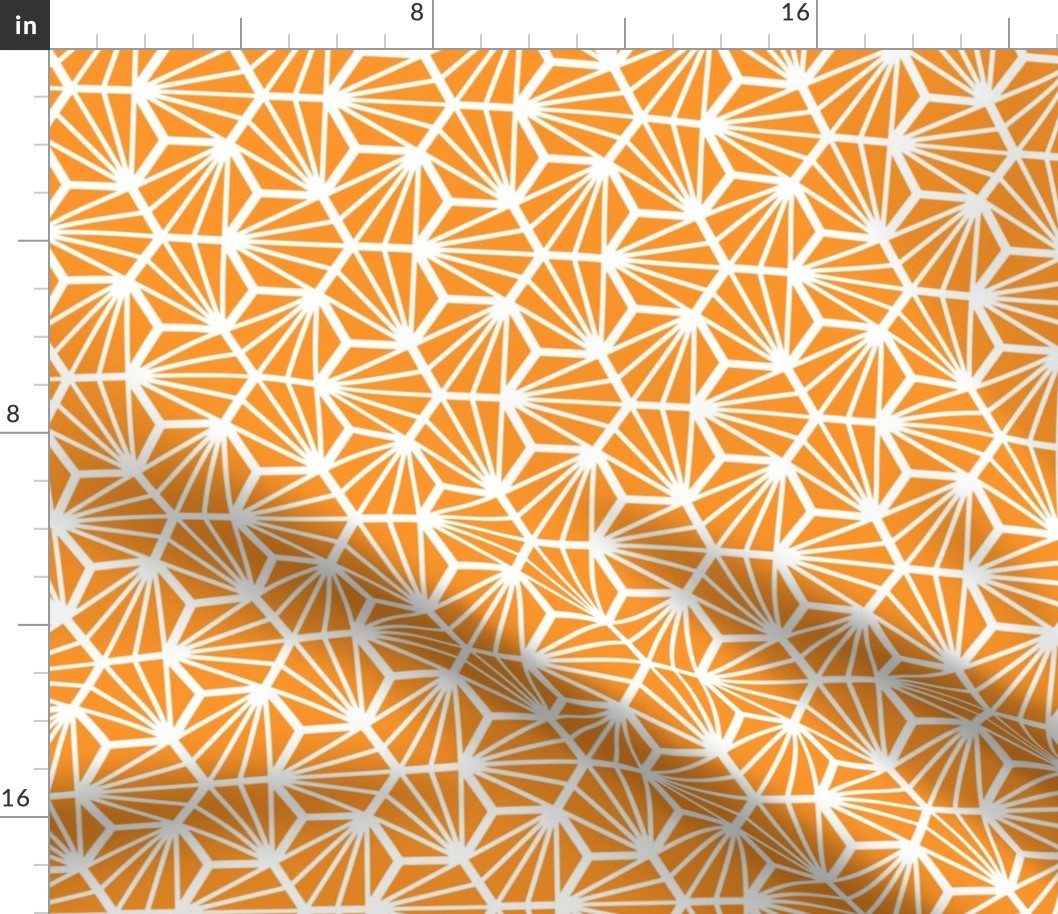 Geometric Pattern: Hexagon Ray: Orange White