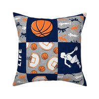 HOOP LIFE - womens/girls basketball patchwork - wholecloth - navy and orange (90) - LAD20