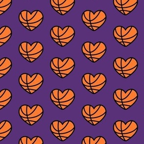 basketball hearts - black on purple  - LAD20