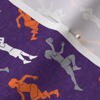 (small scale) women's basketball players - girls basketball - purple, orange, grey - LAD20