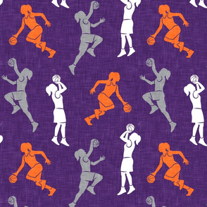 women's basketball players - girls basketball - purple, orange, grey - LAD20
