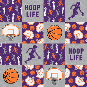 HOOP LIFE - women's/girl's basketball patchwork - wholecloth - purple -  LAD20