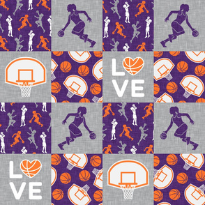 basketball LOVE - women's/girl's basketball patchwork - wholecloth - purple - LAD20