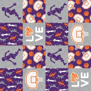 basketball LOVE - women's/girl's basketball patchwork - wholecloth - purple (90) - LAD20