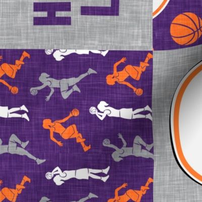 HOOP LIFE - women's/girl's basketball patchwork - wholecloth - purple and orange (90) - LAD20