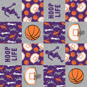 HOOP LIFE - women's/girl's basketball patchwork - wholecloth - purple and orange (90) - LAD20