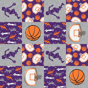 women's/girl's basketball patchwork - wholecloth - purple and orange (90) - LAD20