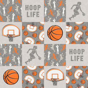 HOOP LIFE - women's/girl's basketball patchwork - wholecloth - grey  - LAD20
