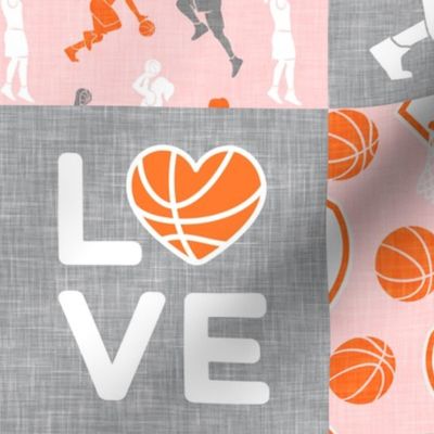 basketball LOVE - women's/girl's basketball patchwork - wholecloth - pink - LAD20
