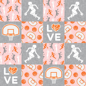 basketball LOVE - women's/girl's basketball patchwork - wholecloth - pink - LAD20