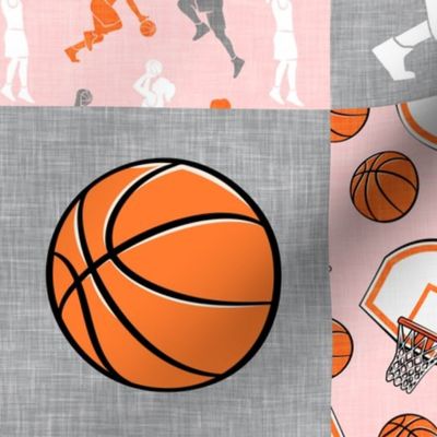 HOOP LIFE - women's/girl's basketball patchwork - wholecloth - pink - LAD20