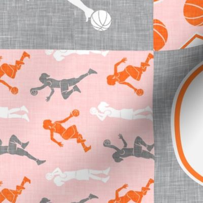 basketball LOVE - women's/girl's basketball patchwork - wholecloth - pink (90) - LAD20