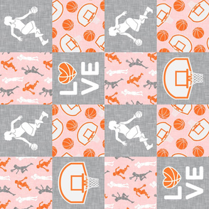 basketball LOVE - women's/girl's basketball patchwork - wholecloth - pink (90) - LAD20