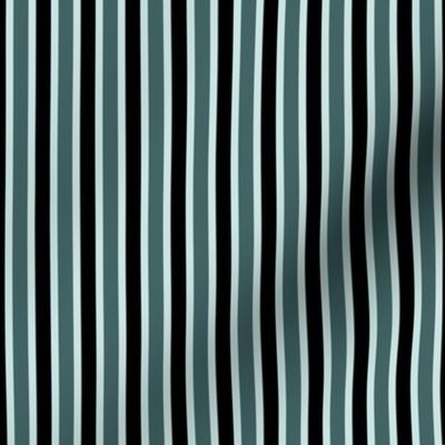 Pine and Mint  Stripes (#1) - Narrow Mint Ribbons with Black and Pine