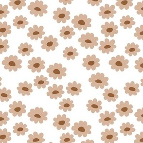 Small gardenia flowers - neutral boho blossom rust beige  on white