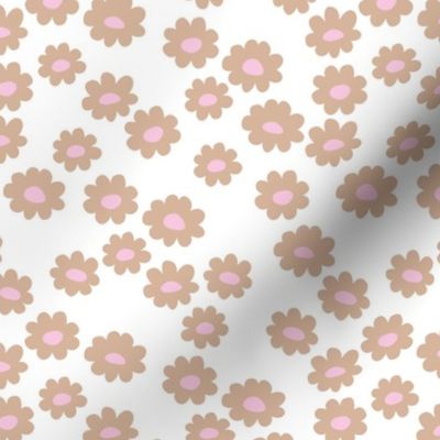 Small gardenia flowers - neutral boho blossom pink beige  on white